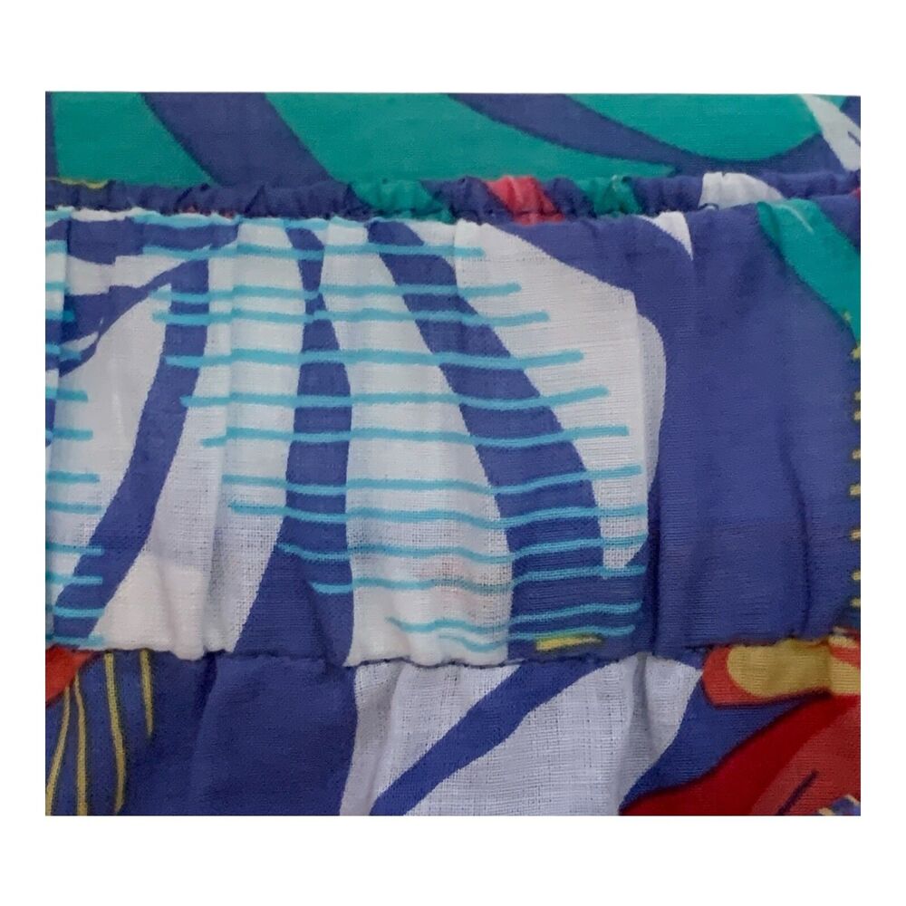 Talbots Midi Skirt SIZE PL Tropical Hawaiian Pleated Pockets Lined Ruffled Beach - Picture 9 of 13